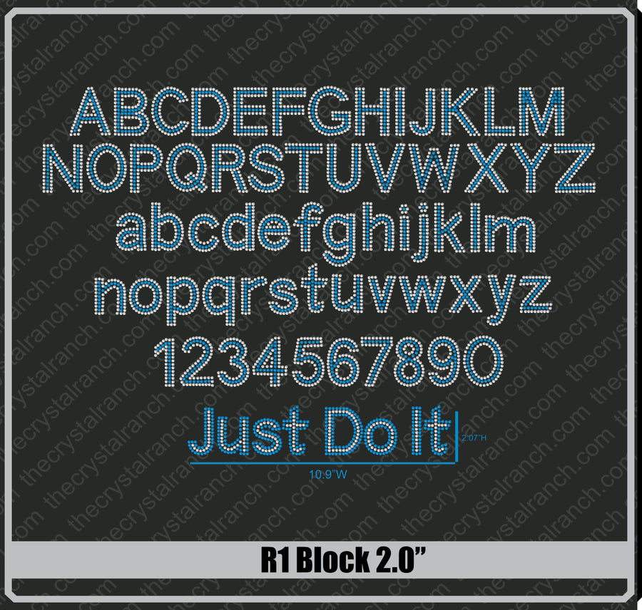 Block 2.0 Rhinestone Font R1