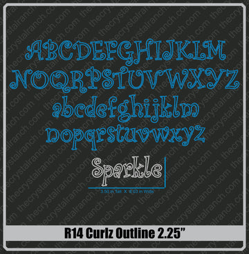 Curlz 2.25 Rhinestone Font R14