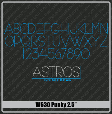 Punky 2.5 Rhinestone Font W630