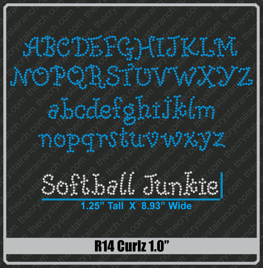 Curlz 1.0 Rhinestone Font R14