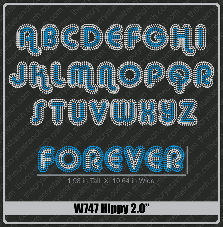 Hippy 2.0 Rhinestone Font W747