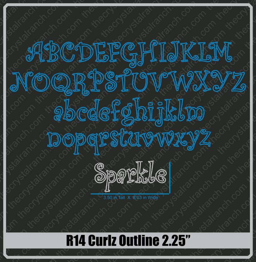 Curlz 2.25 Rhinestone Font R14