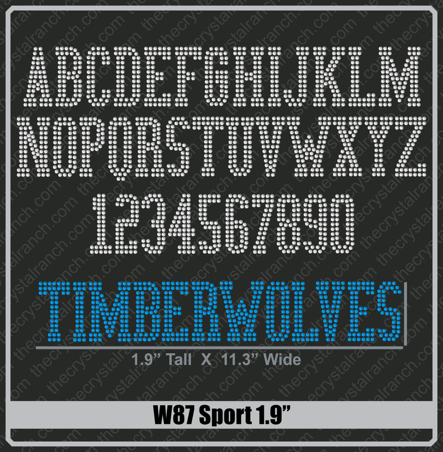 Sport 1.9 Rhinestone Font W87