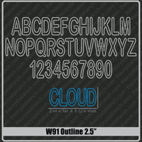 Outline 2.5 Rhinestone Font W91