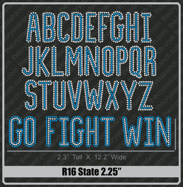 State 2.25 Rhinestone Font R16