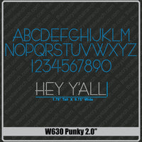 Punky 2.0 Rhinestone Font W630