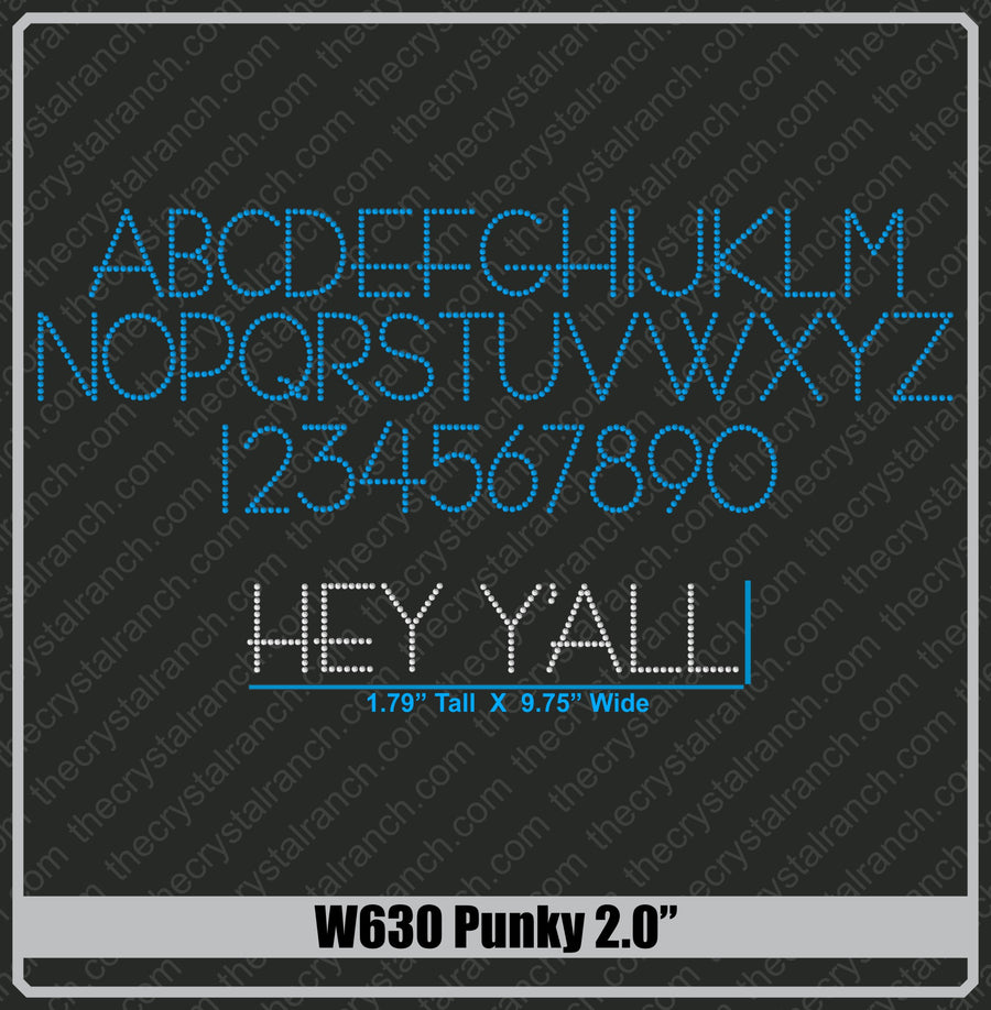 Punky 2.0 Rhinestone Font W630