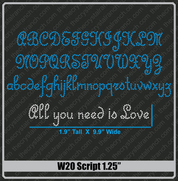 Script 1.25 Rhinestone Font W20