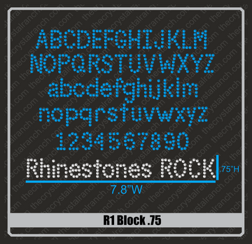 Block .75 Rhinestone Font R1