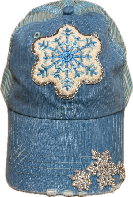 Blue Snowflake Patch on a Light Blue Cap