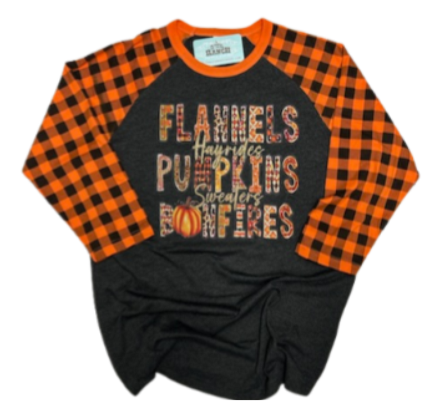 Flannels Hayrides Pumpkins Sweaters Bonfires Tee HTV079