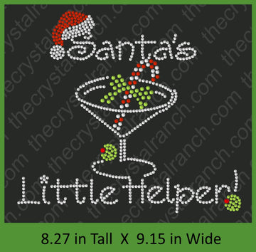 Santa's Little Helper Martini Rhinestone Transfer H058