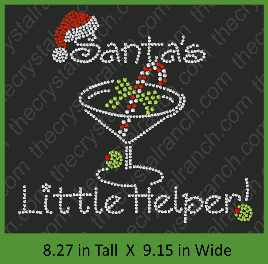 Santa's Little Helper Martini Rhinestone Transfer H058