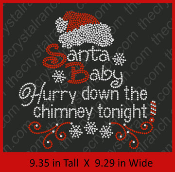 Santa Baby, Hurry Down the Chimney Rhinestone Transfer H145