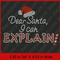 Dear Santa, I Can Explain! Rhinestone Transfer H179