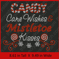 Candy Cane Wishes and Mistletoe Kisses Rhinestone Transfer H204