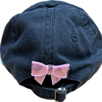 Pink Heart Eyes GR Patch on a Black Cap