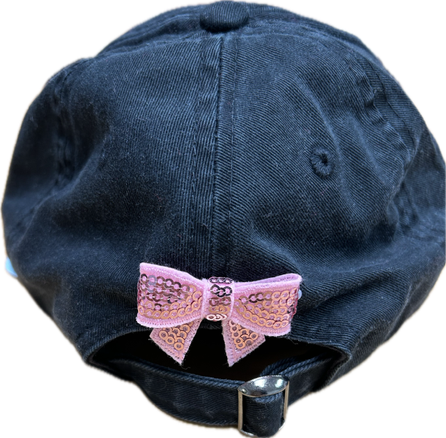 Pink Heart Eyes GR Patch on a Black Cap