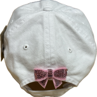 Pink Heart Eyes GR Patch on a White Cap