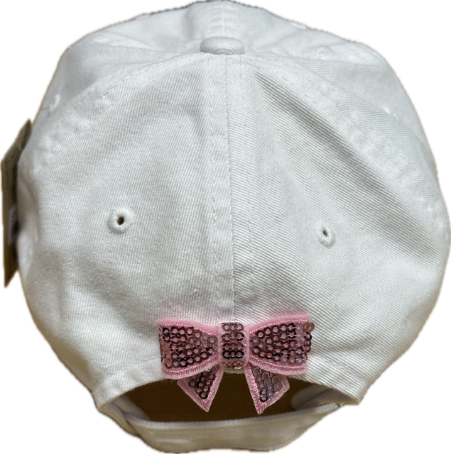 Pink Heart Eyes GR Patch on a White Cap