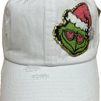 Pink Heart Eyes GR Patch on a White Cap