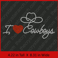 I Love Cowboys Rhinestone Transfer R036