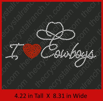 I Love Cowboys Rhinestone Transfer R036