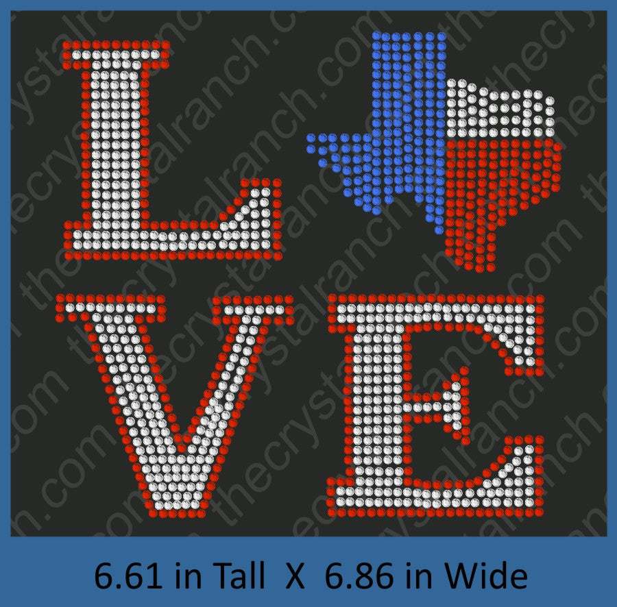 Love Texas Rhinestone Transfer R098