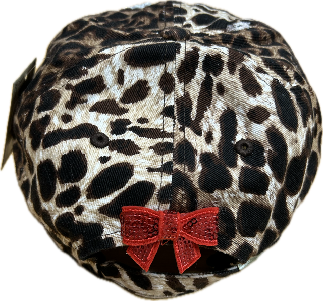 Red Santa Patch on a Leopard Cap