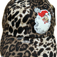 Red Santa Patch on a Leopard Cap