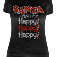 Santa makes me Happy Happy Happy Rhinestone Transfer H143