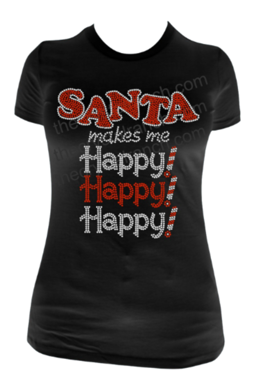 Santa makes me Happy Happy Happy Rhinestone Transfer H143