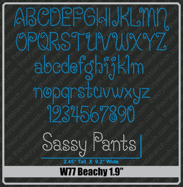 Beachy 1.9 Rhinestone Font W77